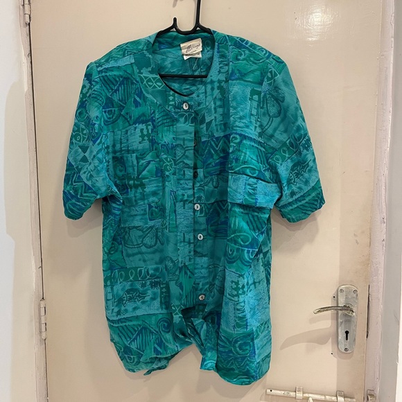 Blue printed shirt with shoulder pads - Picture 2 of 7